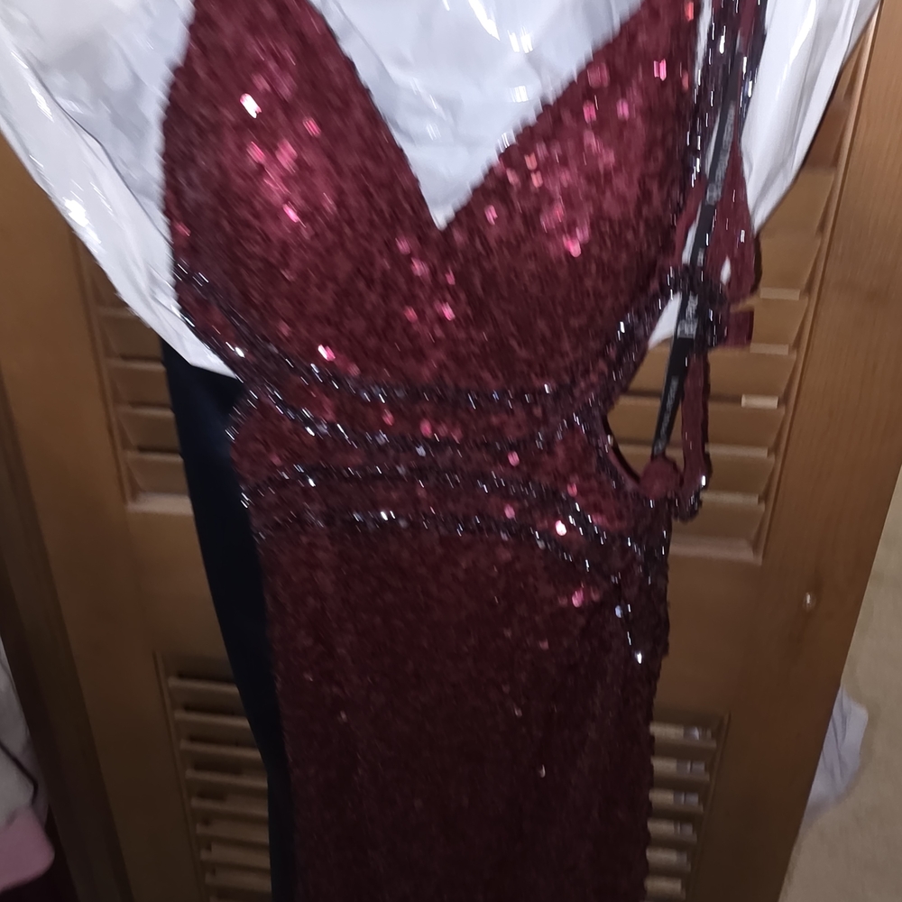 Elegant Burgundy Sequin Dress